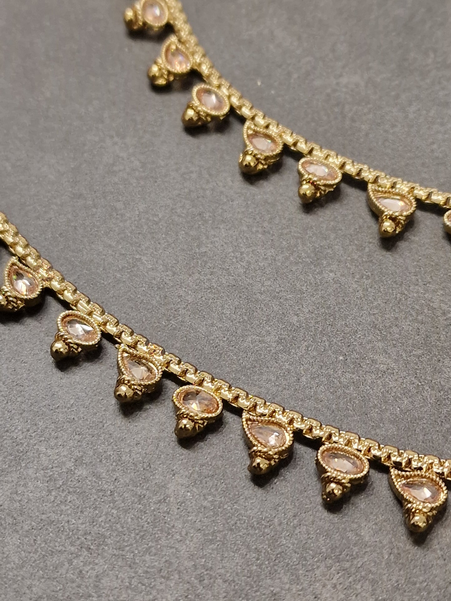 Gold Oval Stone Anklets