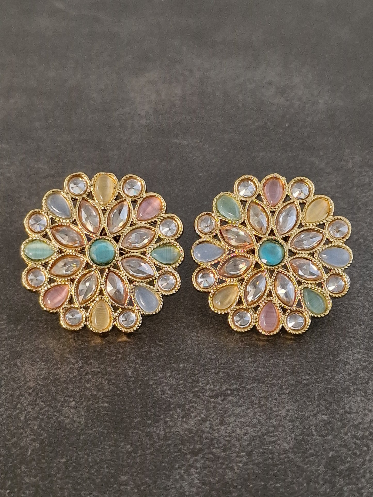 Floral Multi-Colour Polki Studs