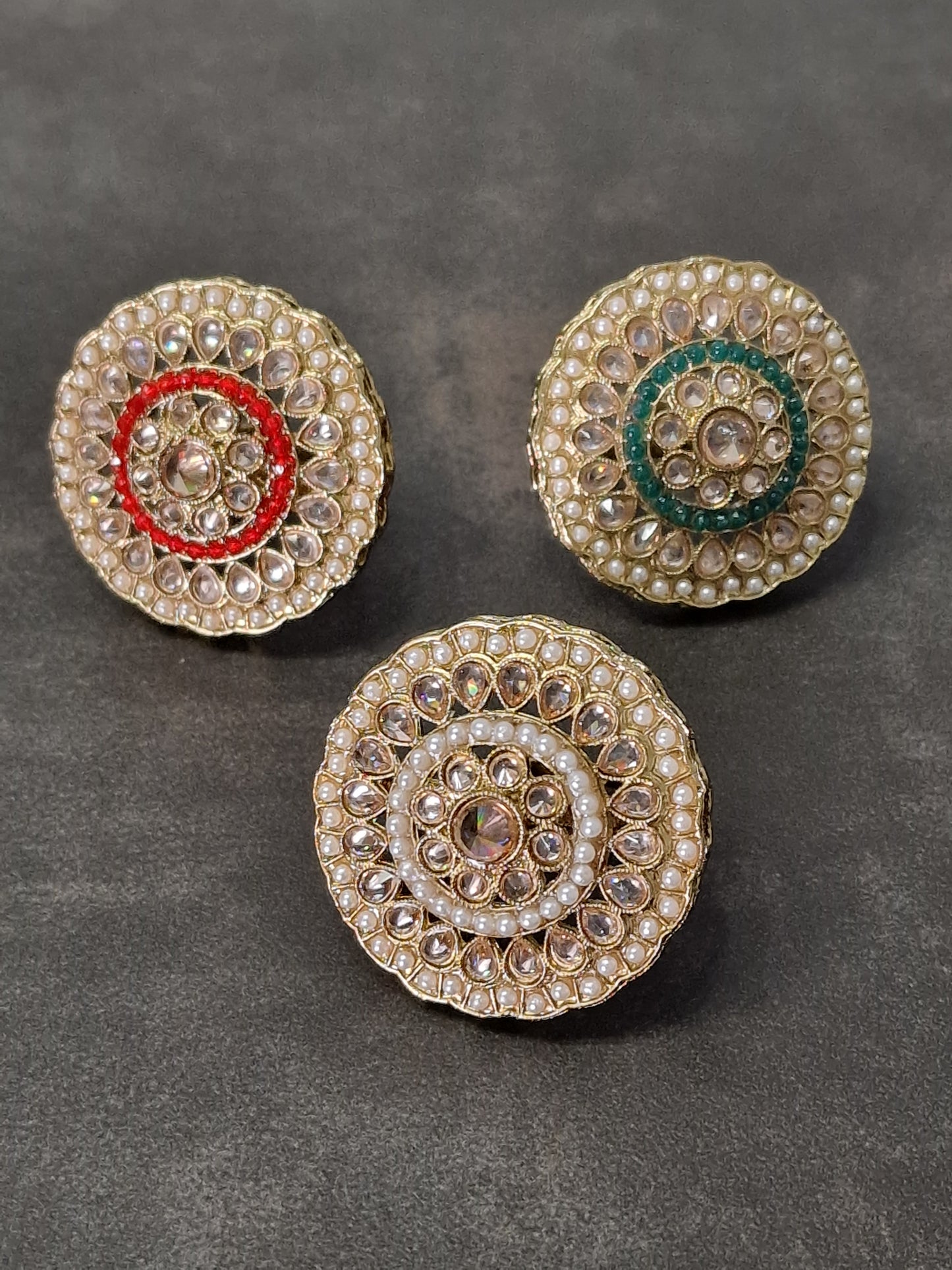 Polki Stone Ring - Available in various colours