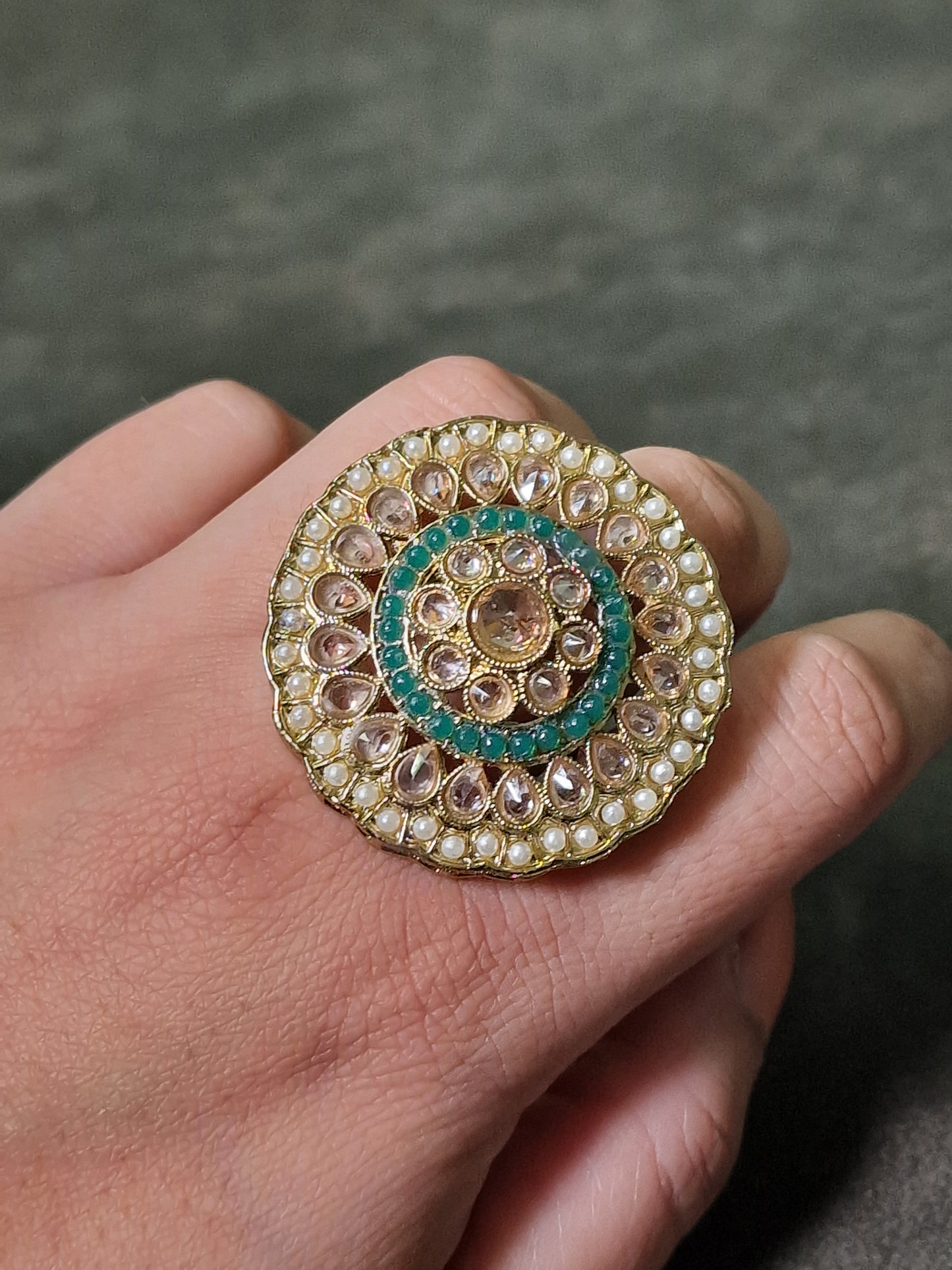 Polki Stone Ring - Available in various colours