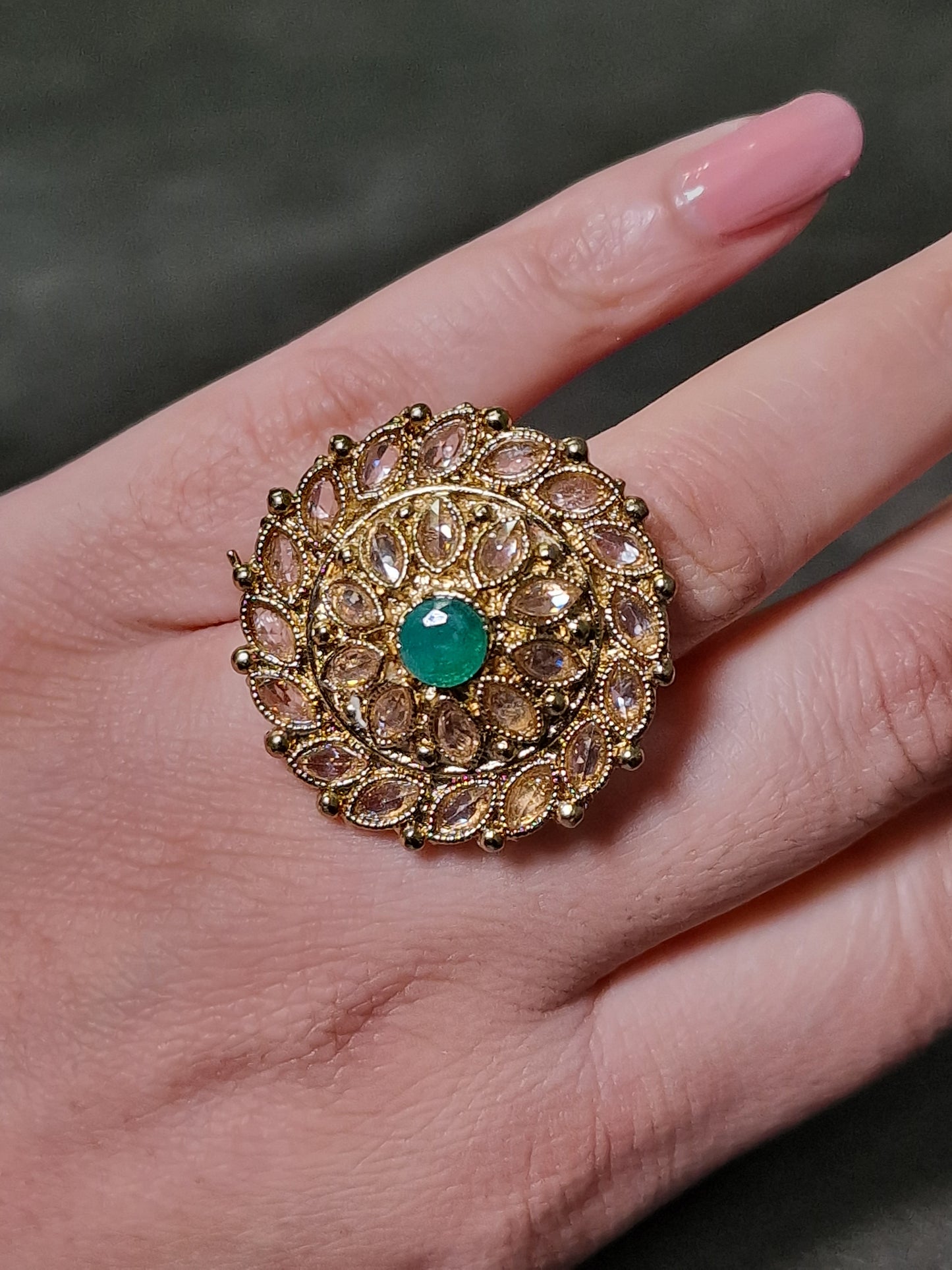 Small Polki Stone Ring - Available in various colours