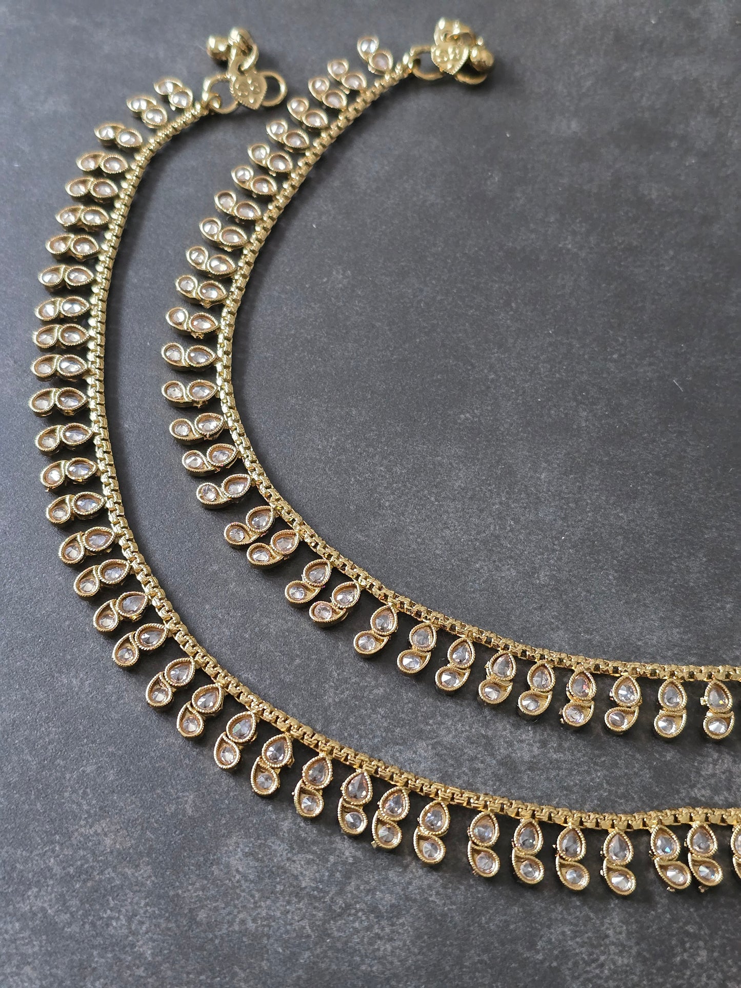 Dual layered stone anklets