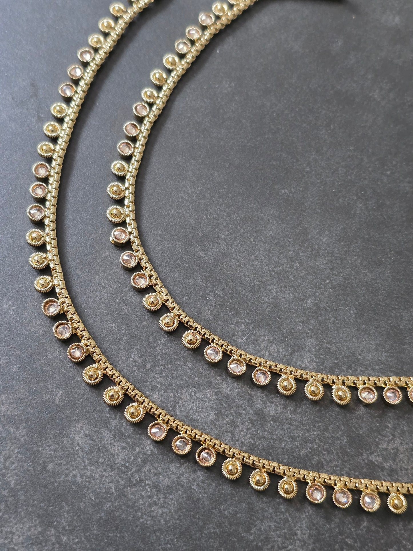 Round circle diamonte anklets