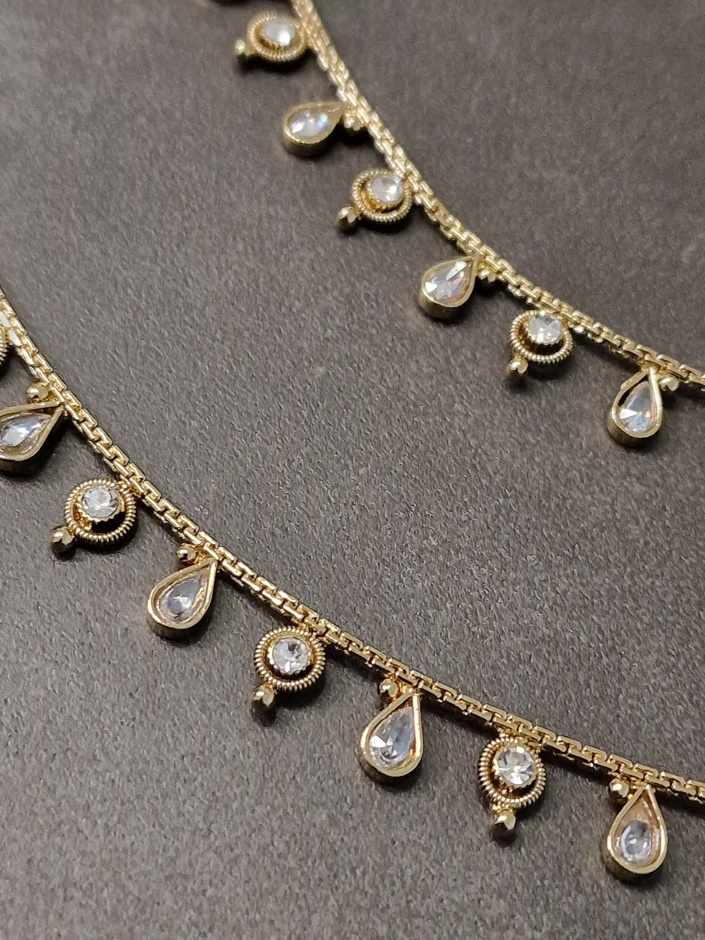 Teardrop Anklets - Neutral or white stones.