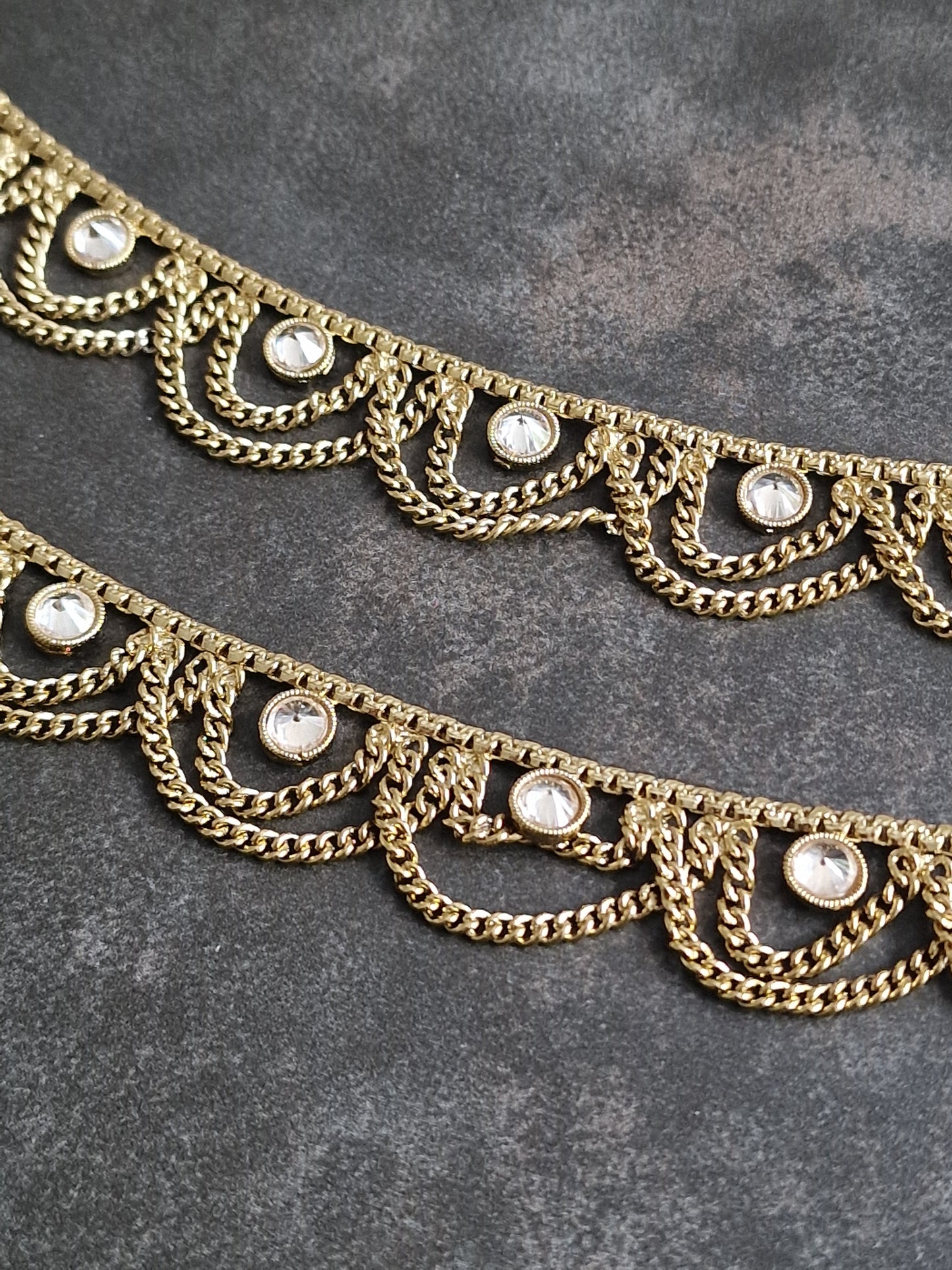 Large link gold anklets