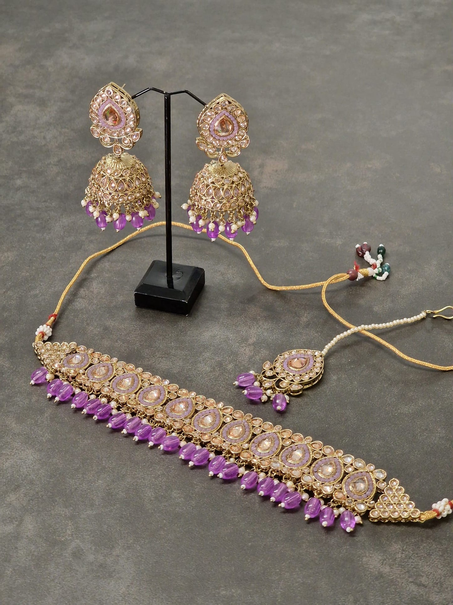 Polki Choker and Jhumki Set - Available in various colours