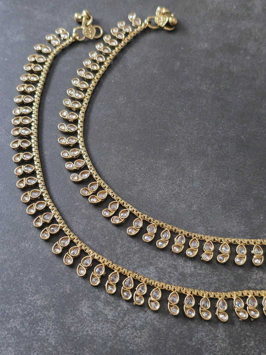 Dual layered stone anklets