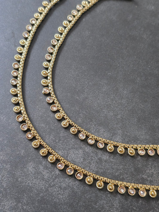 Round circle diamonte anklets