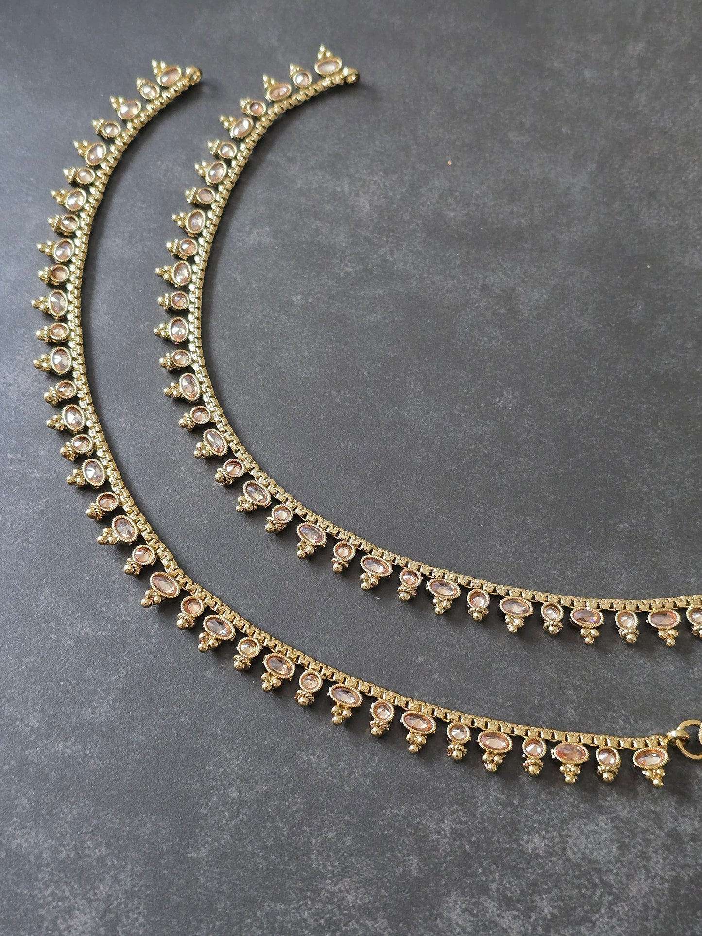 Oval & round stone anklets