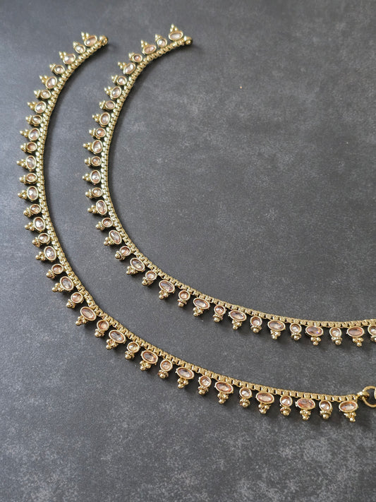 Oval & round stone anklets